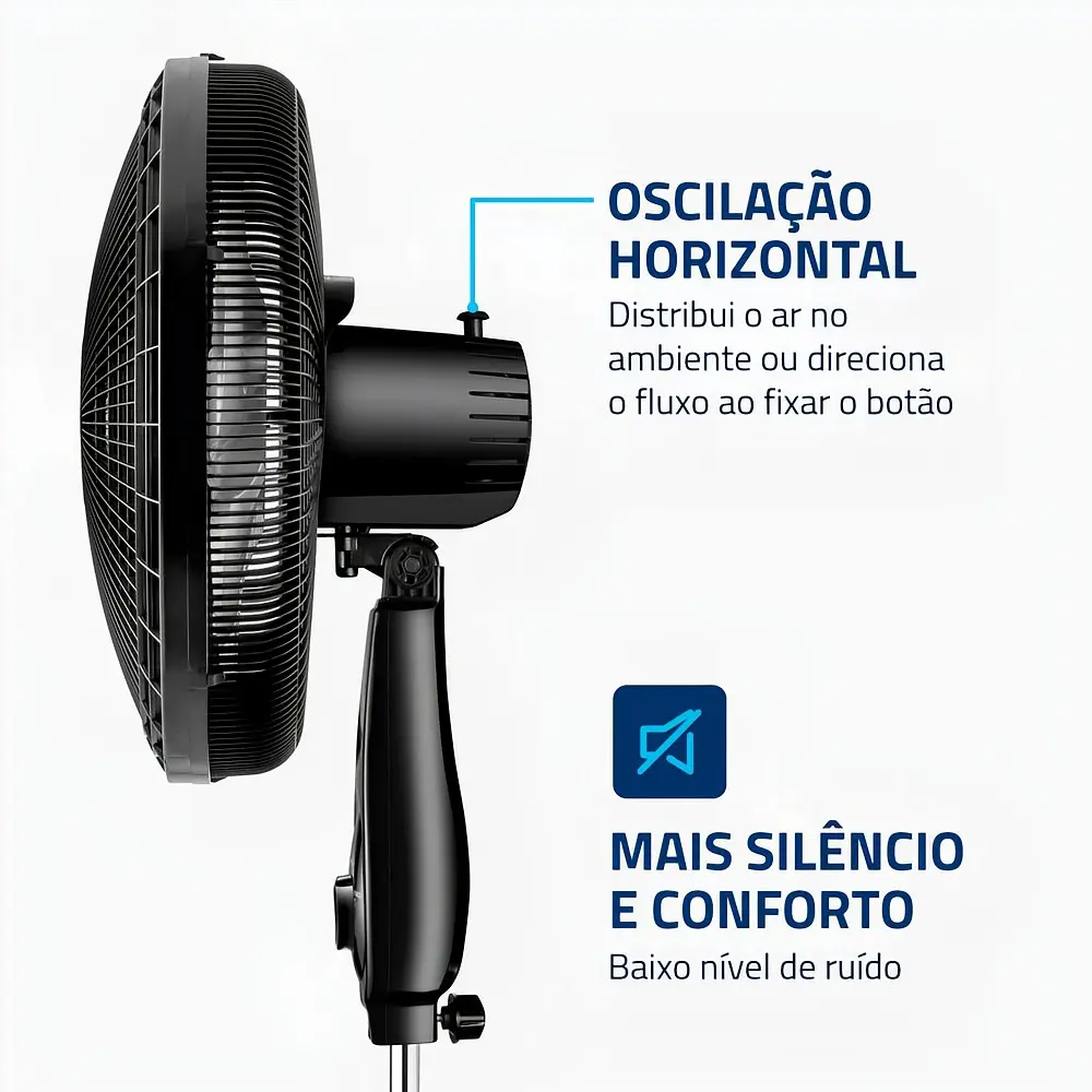 Detalhe do botão de oscilação no motor do ventilador